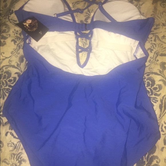 NWT GORGEOUS COBALT BLUE, LACE ONE PIECE SWIM SUIT - Picture 4 of 4